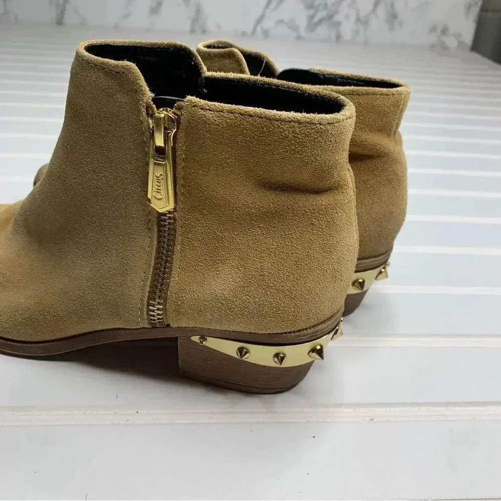 Sam Edelman Holt Camel Suede Leather Ankle Boots